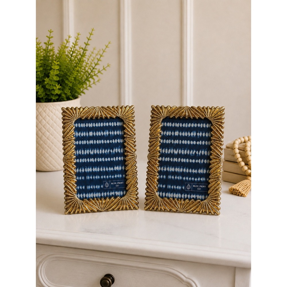 Parisian Home Gold Sunburst Picture Frame Set of 2 Metallic 4x6 Tabletop Decor